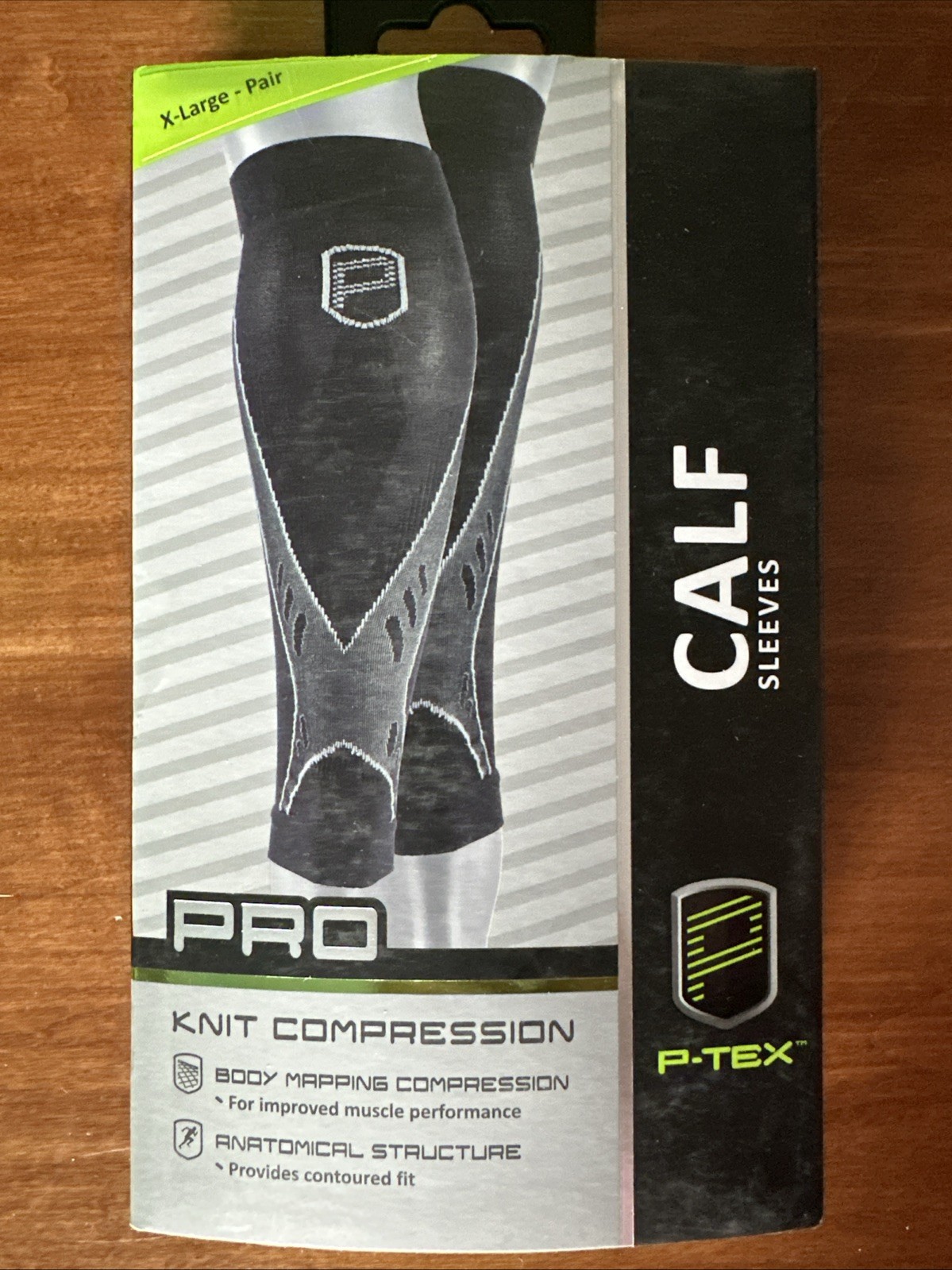 P-TEX ** PRO KNIT COMPRESSION CALF SLEEVES **P-TEXC500**XL Pair ** BLACK **NEW**
