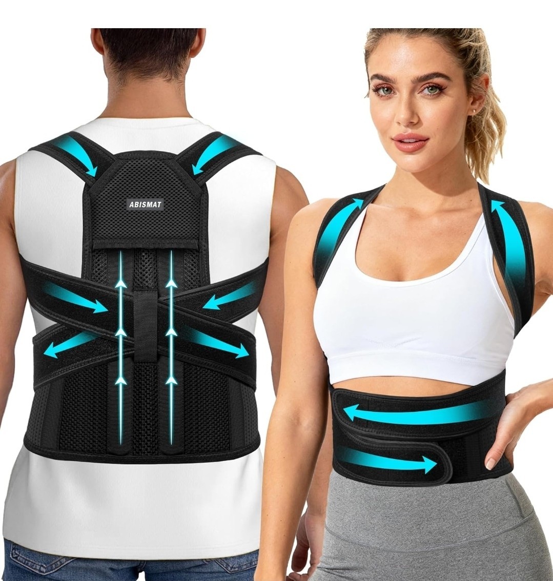 Abismat Posture Corrector Women, Men Back Brace Support Upper & Lower Back Large