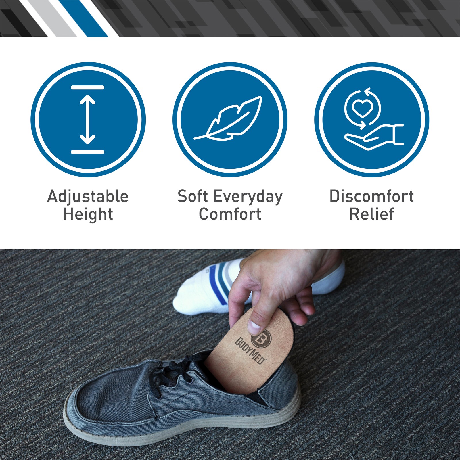 BodyMed Adjustable Heel Lift for Men and Woman (2-Pack) – Non-Slip Orthopedic