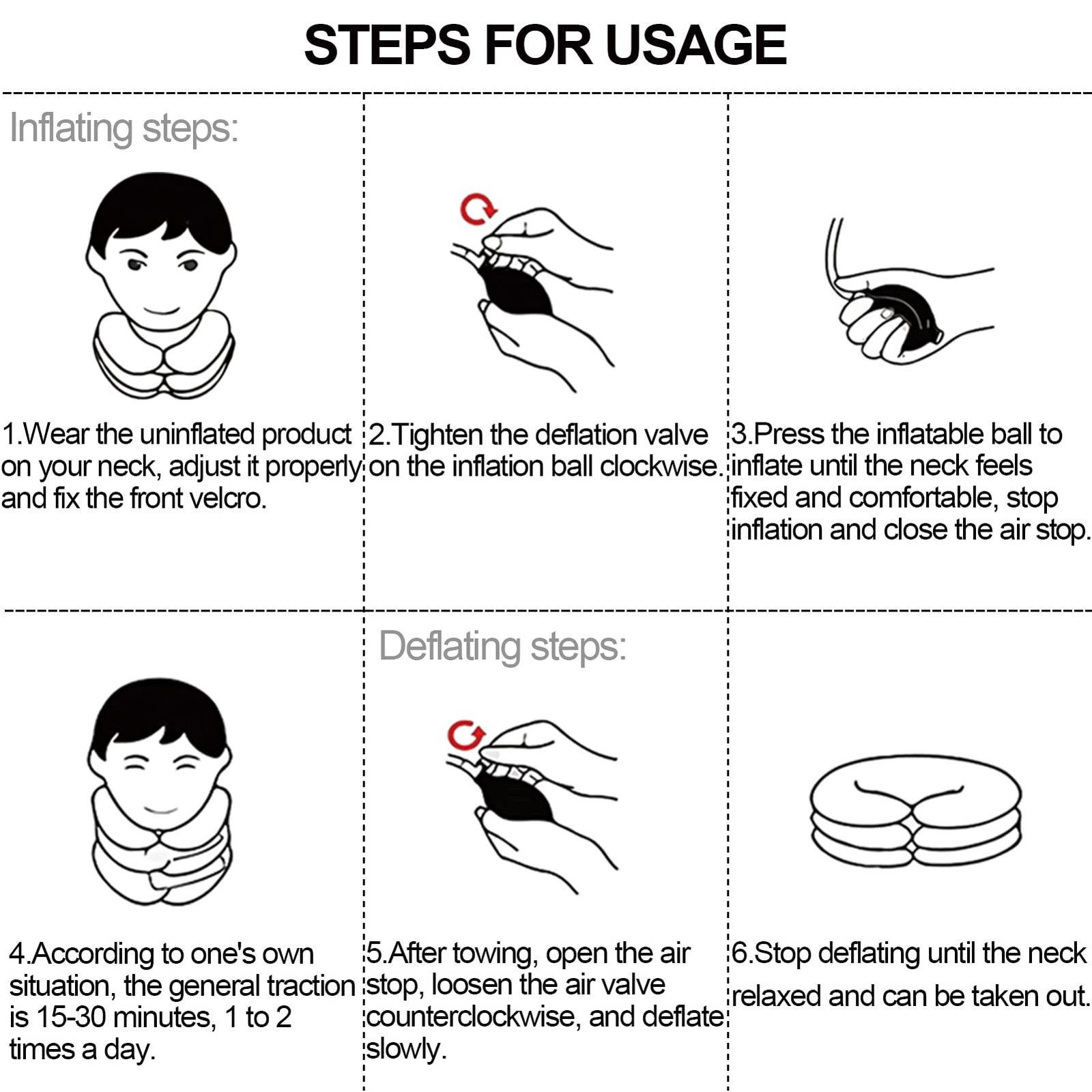 Cervical Neck Traction Device,Three Tube Quick Inflation,Relieves Neck Should…