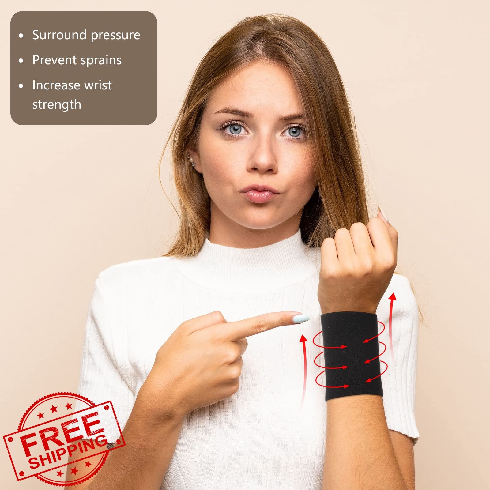 SATINIOR Black Small Compression Wrist Sleeve Brace 2 Pairs