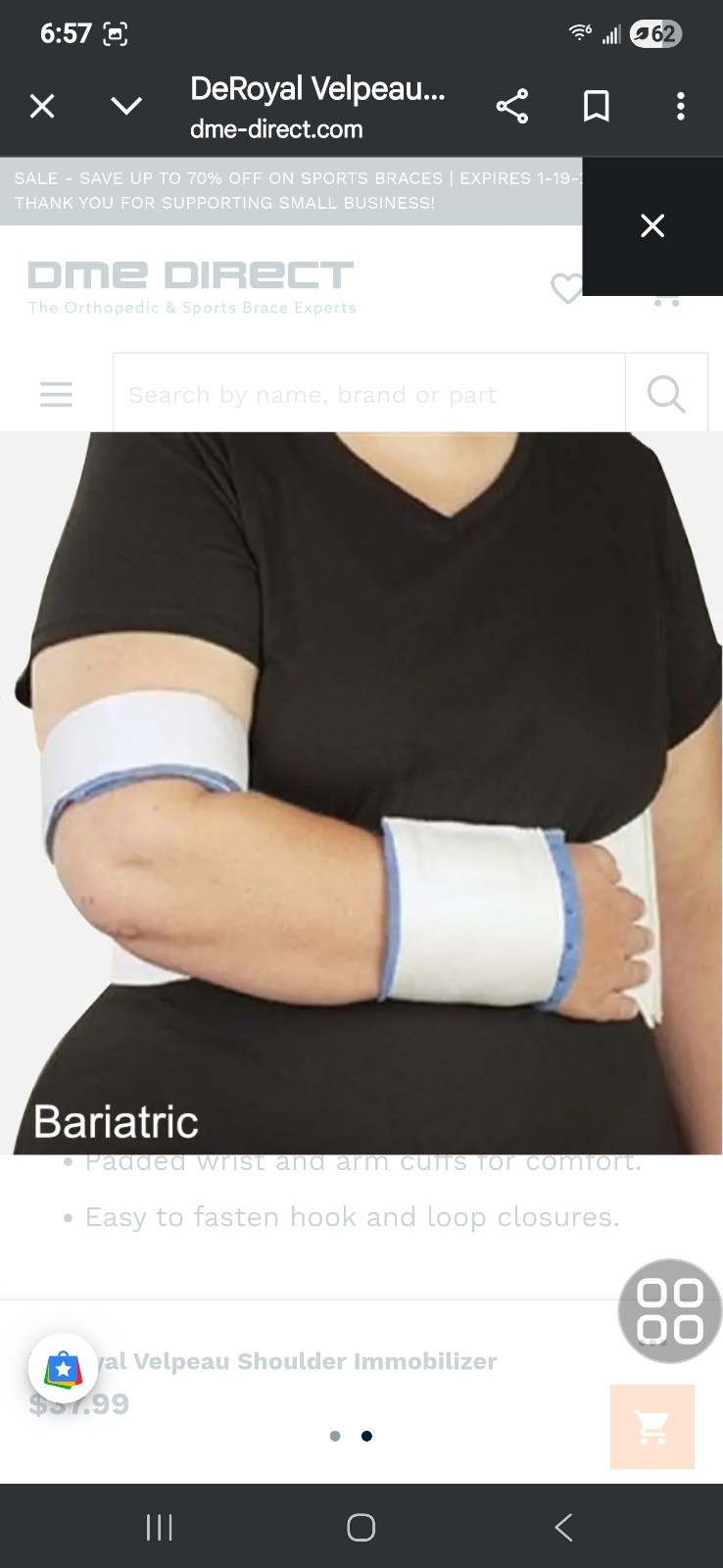 DeRoyal Elastic Shoulder Immobilizer (XXL) 9008-05 Medical Sling brand NEW