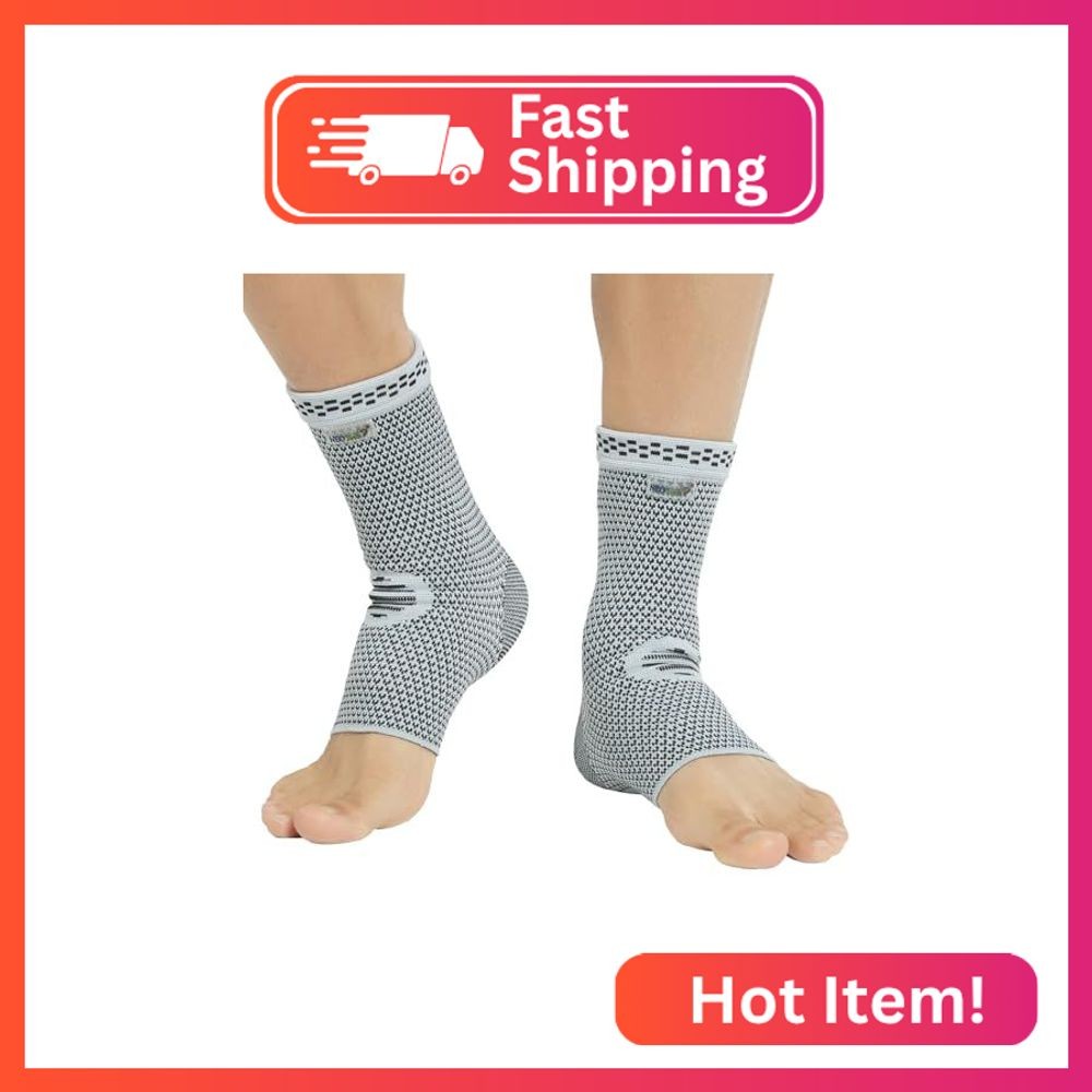 NeoTech Care Ankle Support Brace – Breathable – Men, Women, Right or Left (Gray,