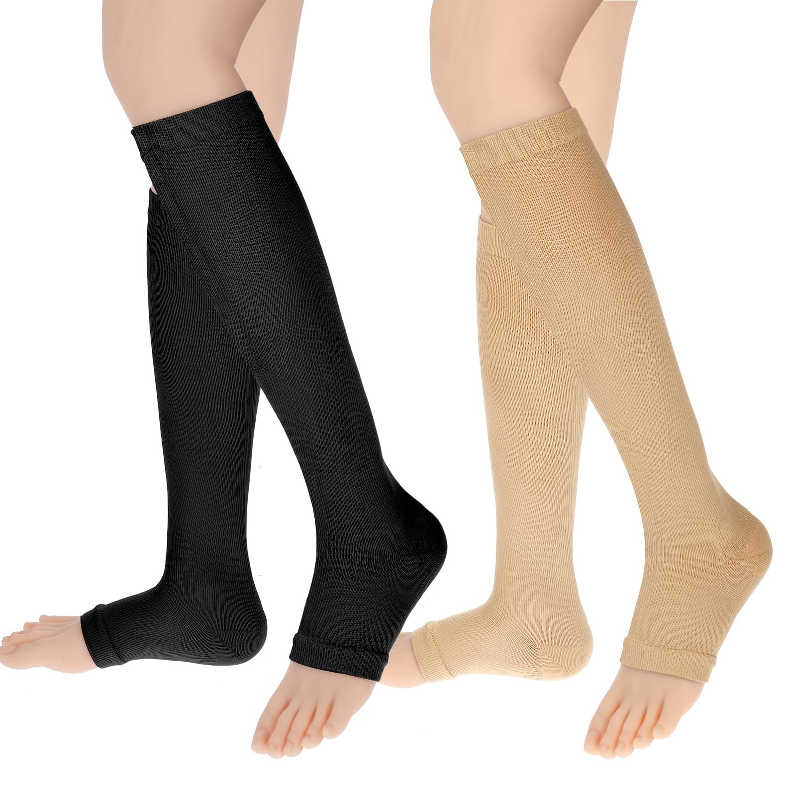 Dimeho Open Toe Compression Socks for Women & Men, 2 Pairs Toeless Compressio…