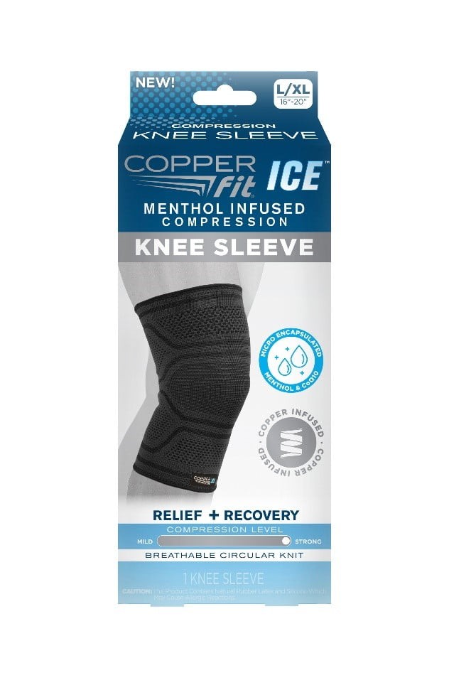 Compression Knee Sleeve, Menthol Infused, 3XL, Black, 1-Pack, FSA HSA Eligible