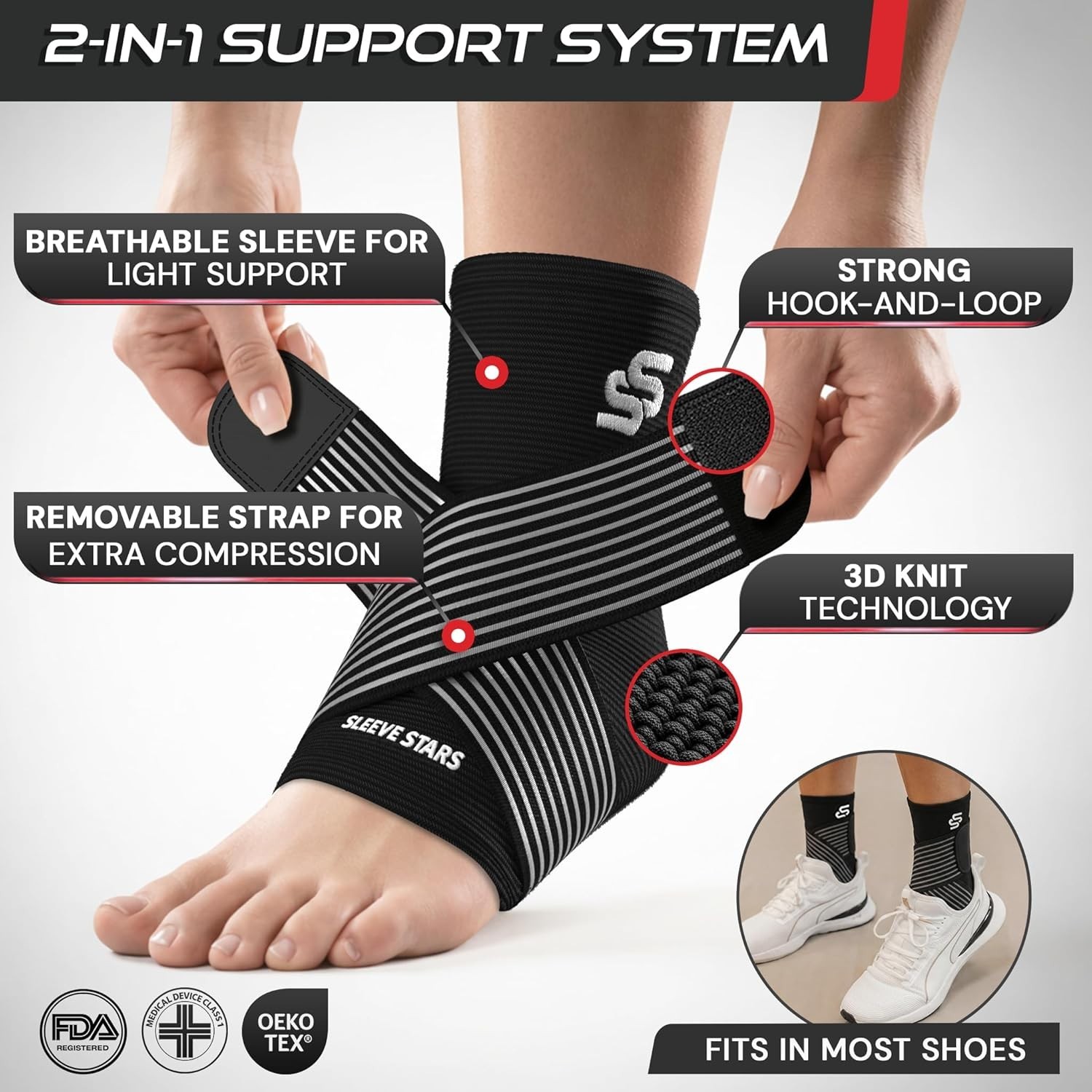 Sleeve Stars Compression Ankle Wrap – Recovery Support for Sprains & Fasciitis