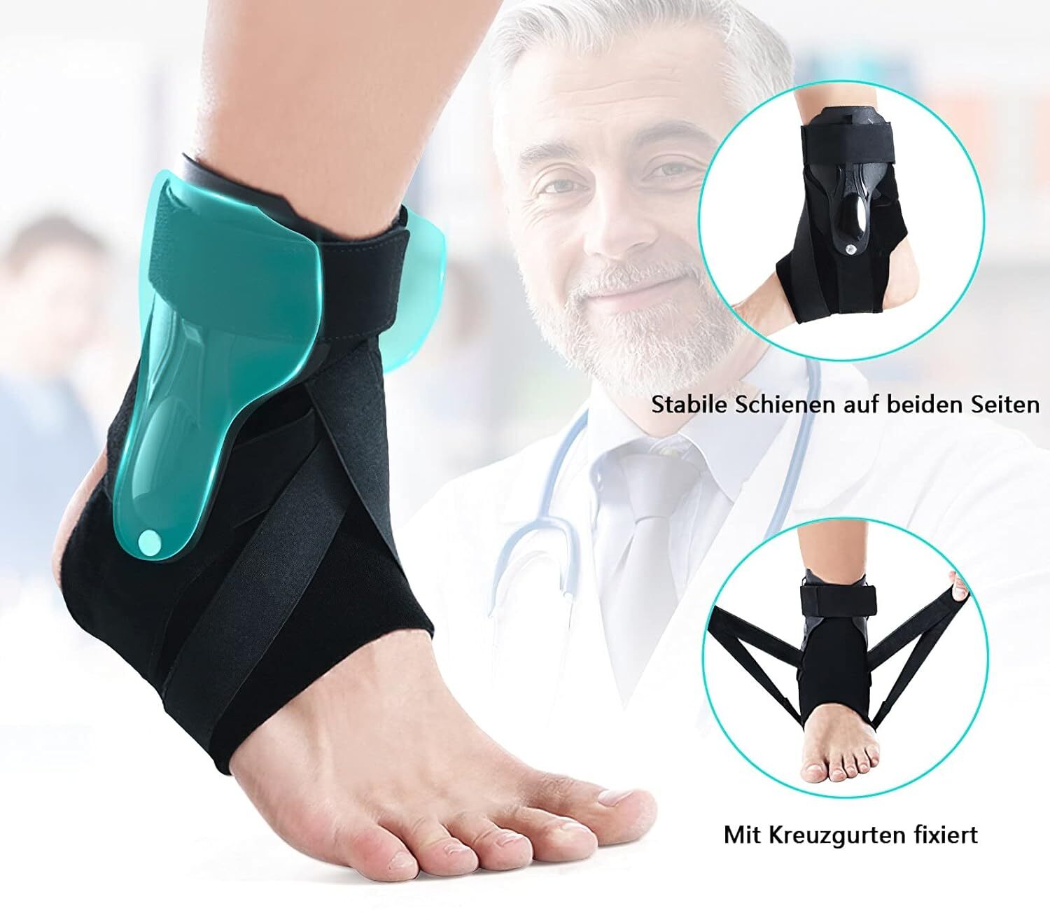 Black Ankle Brace Support Compression Stabilizer Pain Relief Foot Lace Wrap DM