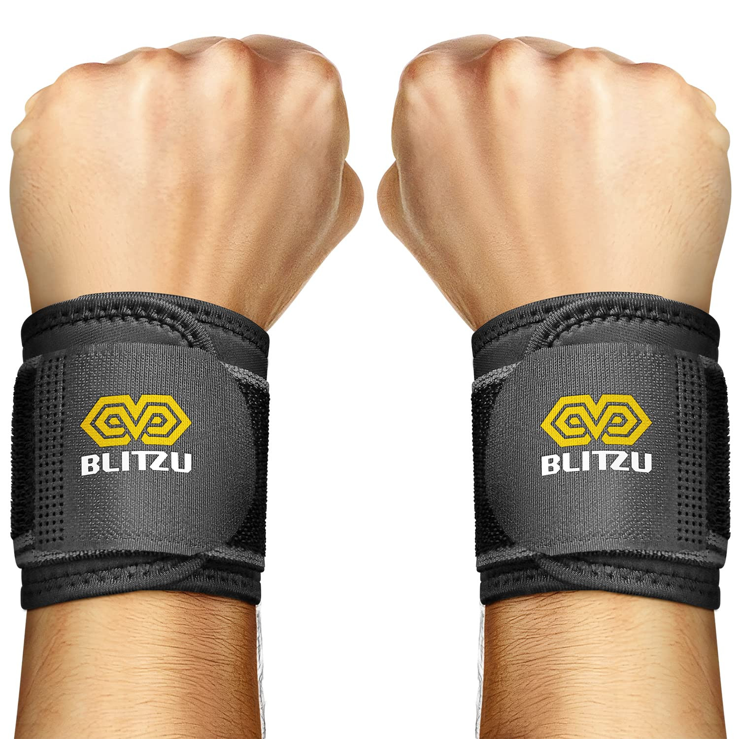 BLITZU Carpal Tunnel Wrist Brace 2 Pack Wrist Compression Straps for Pain Relief
