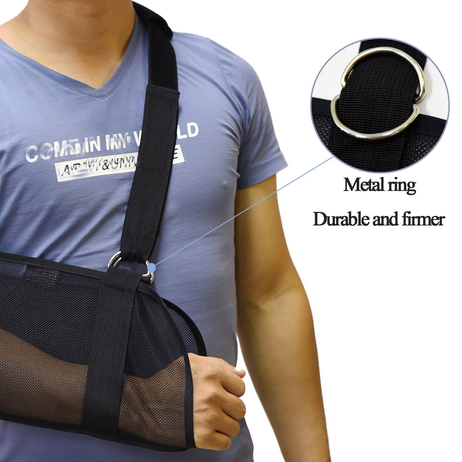 Breathable Mesh Arm Sling Shower Adjustable Torn Rotator Cuff Forearm Black