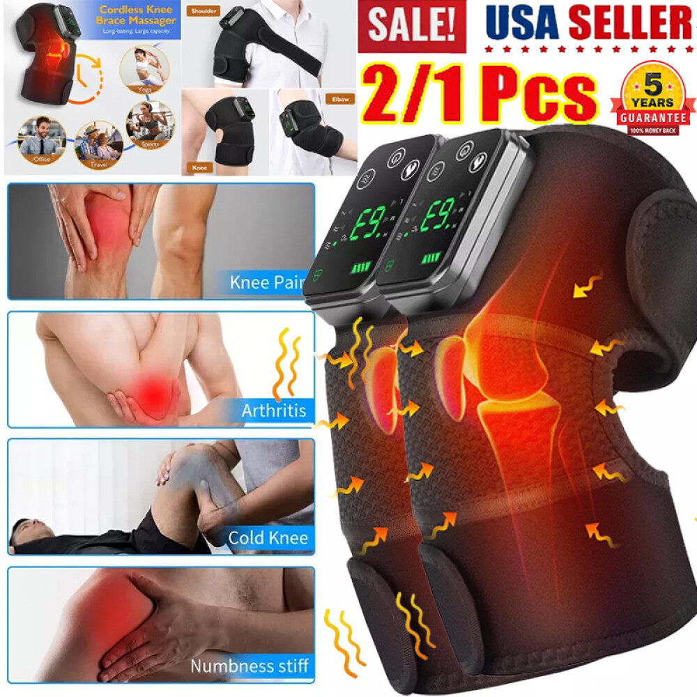 Electric Heated Knee Massager Joint Heating Vibration Pain Relief Physiotherapy