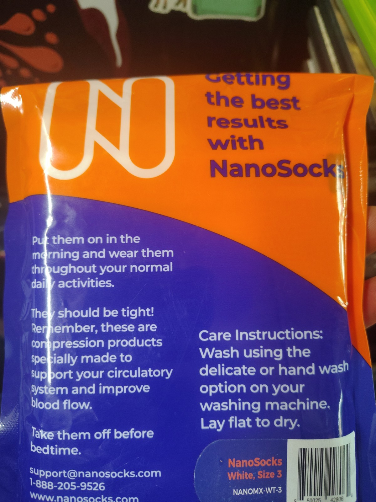 Nanosocks Socks 3D Nano-Weave Technology Nanomx-WT-3 White Size 3 NEW