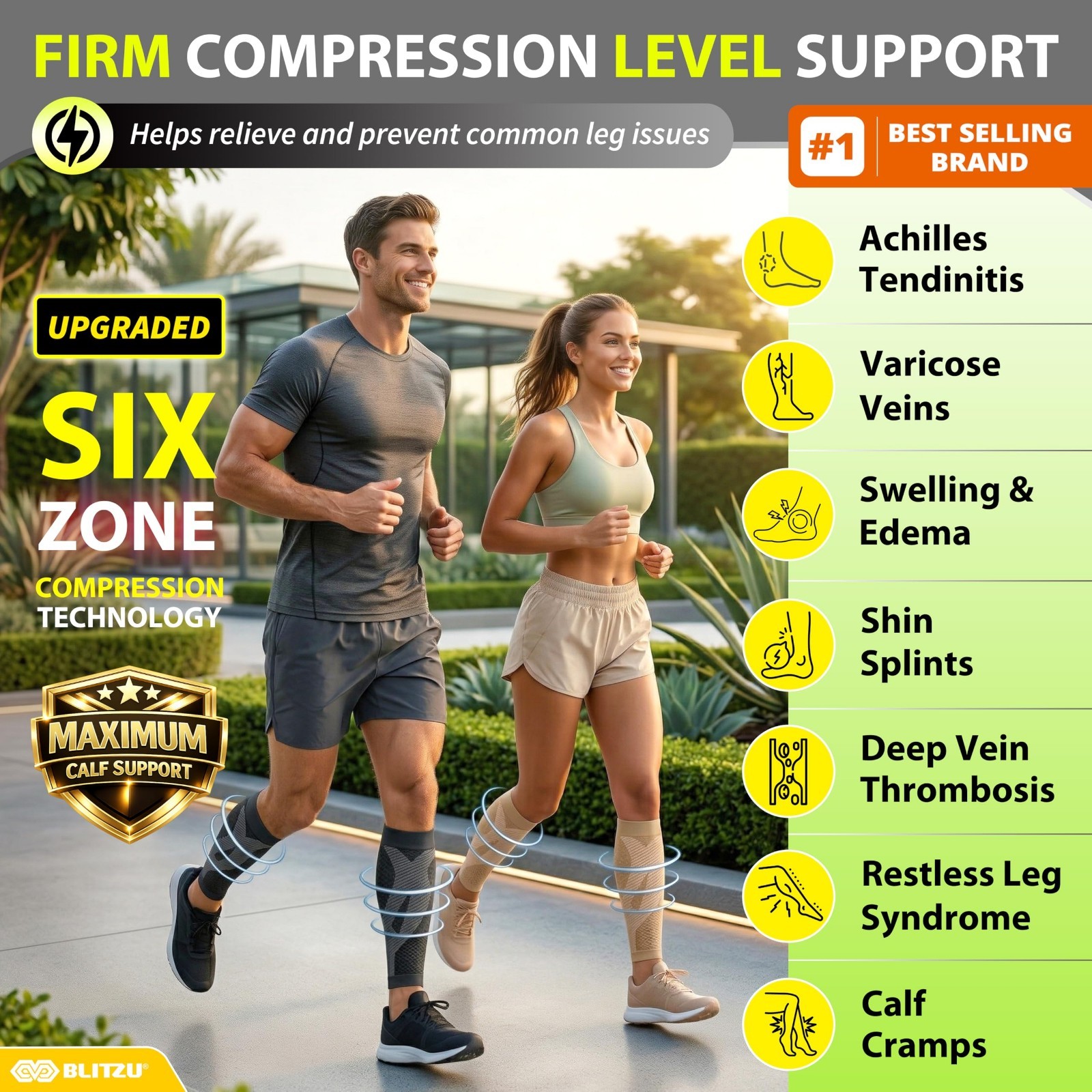 Calf Compression Sleeves for Men & Women – Footless Support Socks for Runners, S