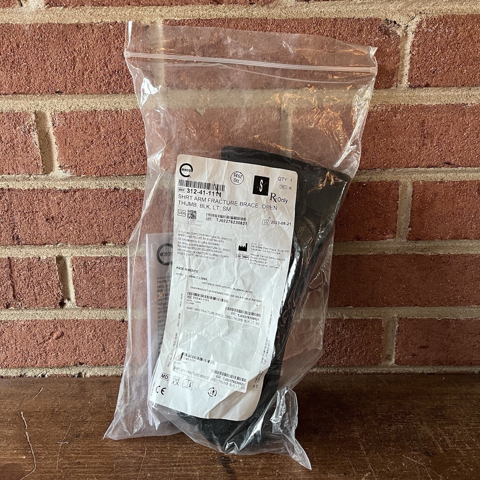 EXOS 312-41-1111 Wrist Brace Left Small Open Thumb Black BOA Fracture