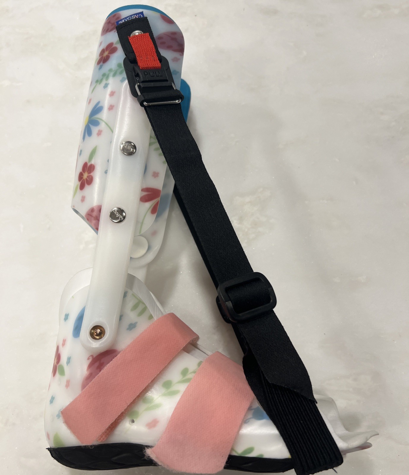 Cascade Hinged Leg Brace RIGHT Kids LADYBUG FLORAL Youth Size Lg Foot Length 8”