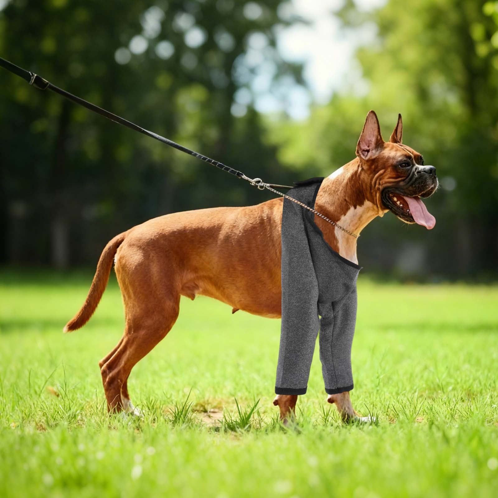 Dog Leg Sleeves Suit for Front Legs XXL Dark Gray Polyester