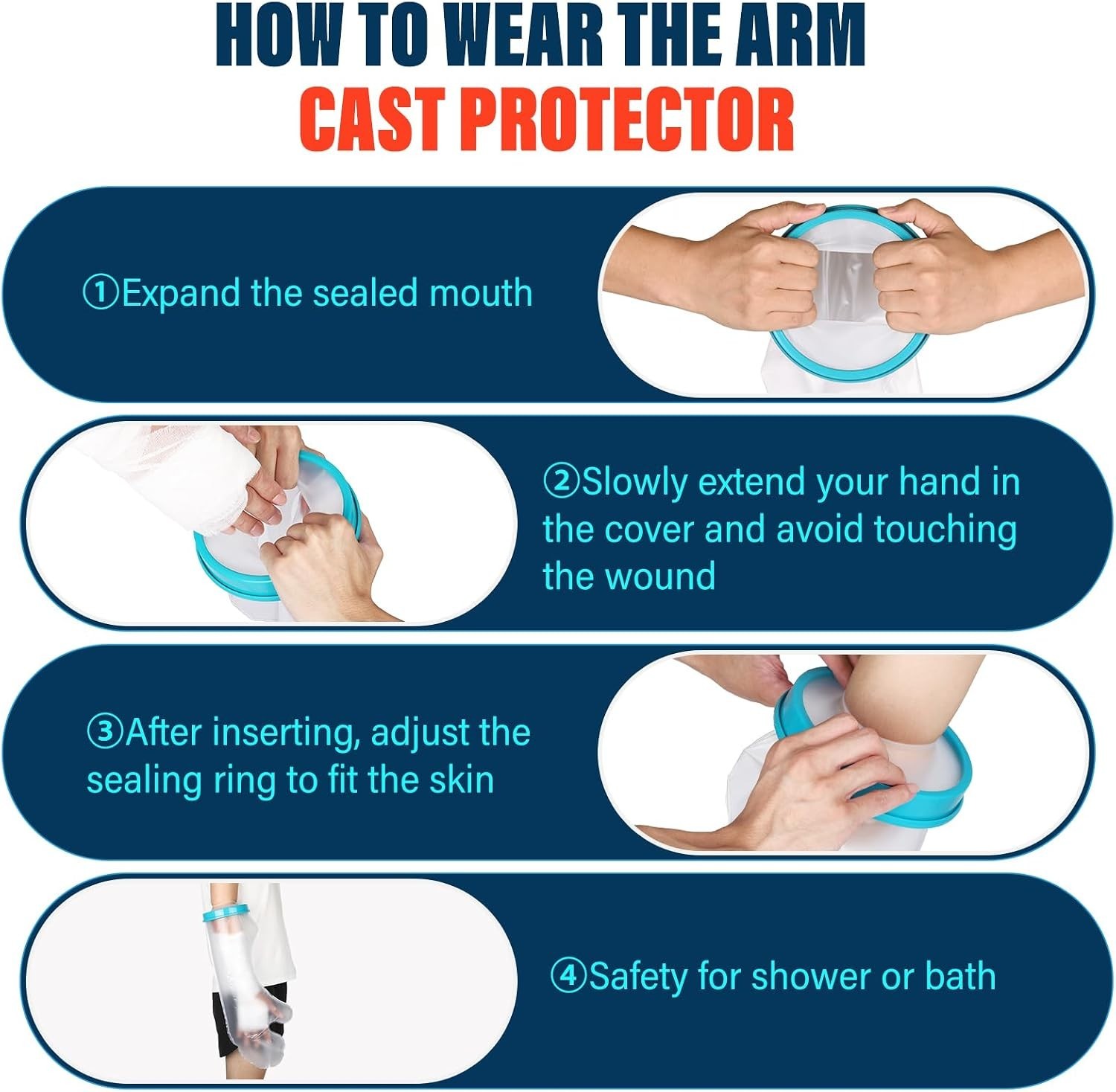 Cast Covers for Shower Arm – Arm Cast Cover Protector, Reusable Shower Sleeve fo