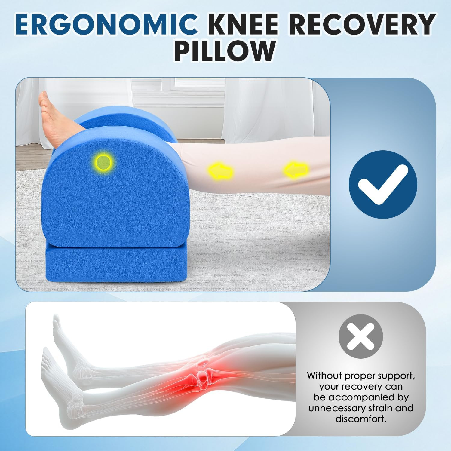 AUROPEAK Knee Replacement Pillow with Adjustable Height, Knee Surgery Recovery E