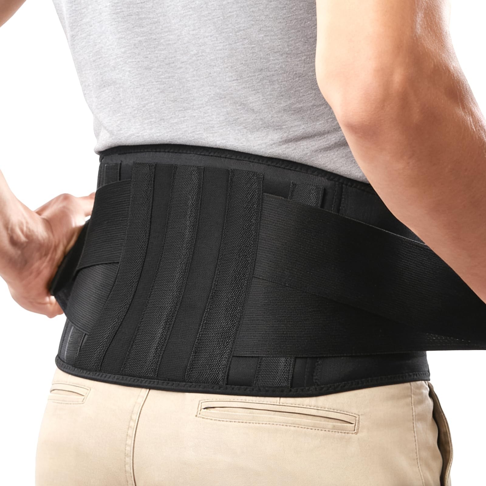XOBTURP Back Brace for Lower Pain & Sciatica Relief – Heavy Large, Black