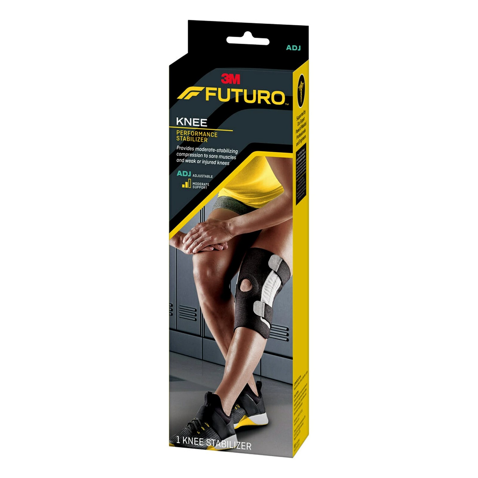 FUTURO Performance Knee Stabilizer,Adjustable 1 Count (Pack of 1), Black
