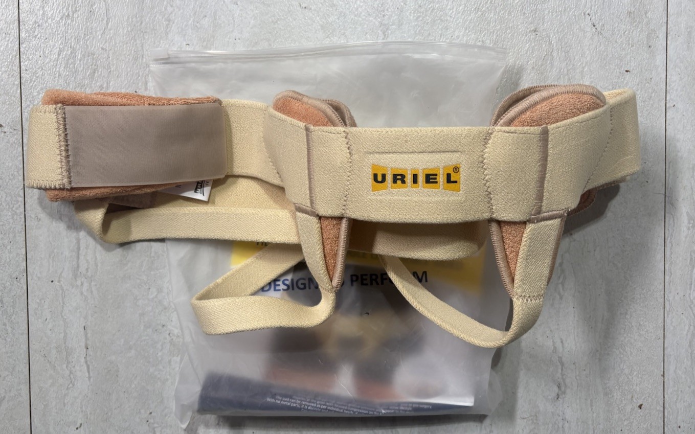 Uriel Hernia Belt Dual-Sided Support Cushions Included Adjustable Beige XL