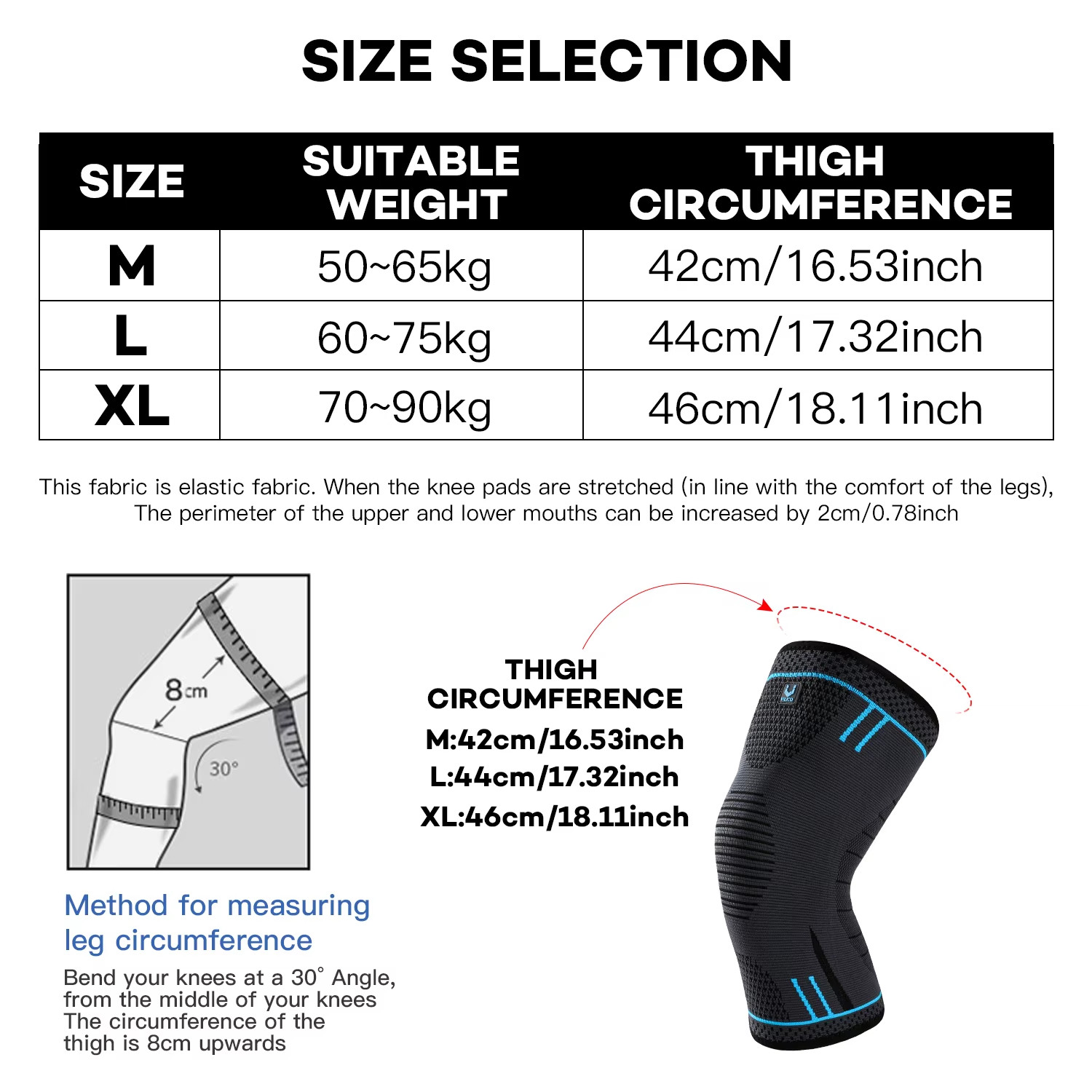 1 Pcs Compression Knee Support Sleeve Elastic Breathable Knee Pads Brace Springs