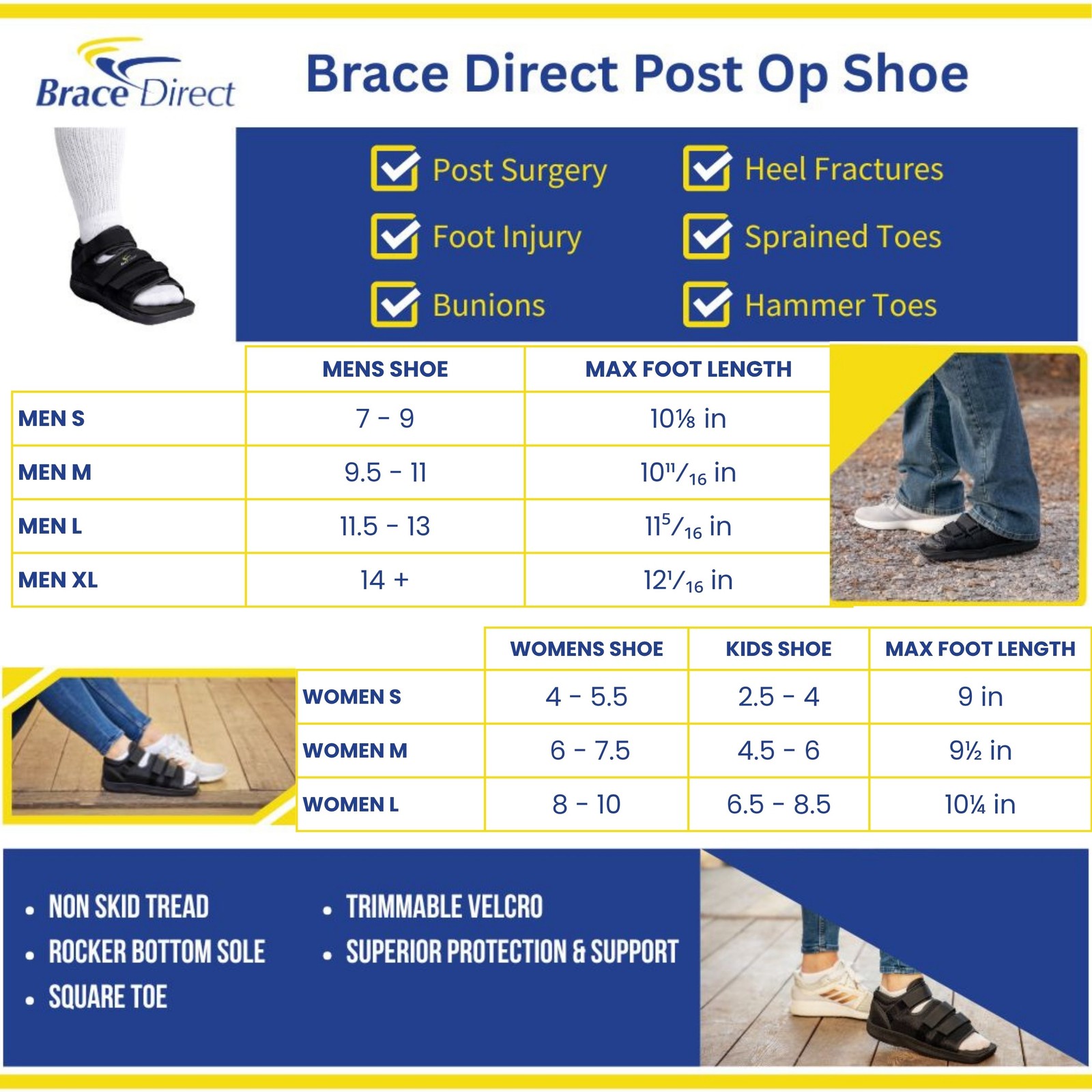 Brace Direct Post Op Shoe – Adjustable Medical Walking Shoe Operation Support