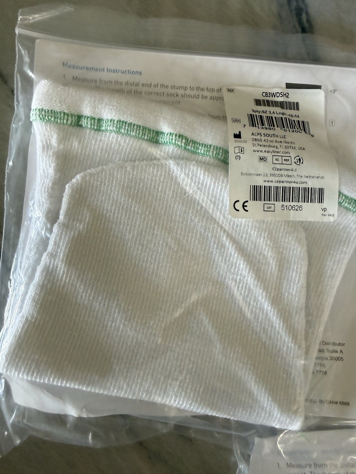 Cool Blue 3 Ply Prosthetic Sock 3 Pack Size 3,4 Length 10-14 Model CB3HMSH2