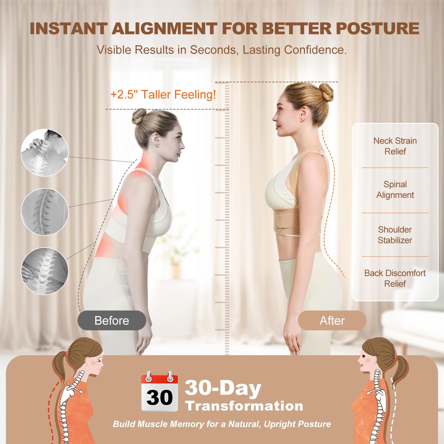 Actpower Invisible Posture Corrector for Women Small(Under Bust 26″- 33″)
