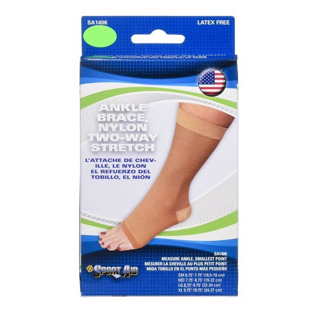 Sport Aid SA1406 Ankle Brace Nylon Two Way Stretch Extra Large Beige Color 1ct