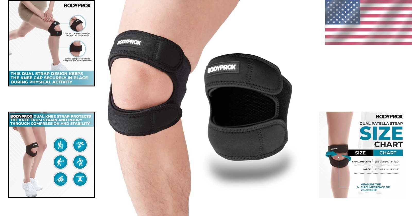 Large Adjustable Neoprene Knee Strap for Pain Relief in Running and Sports