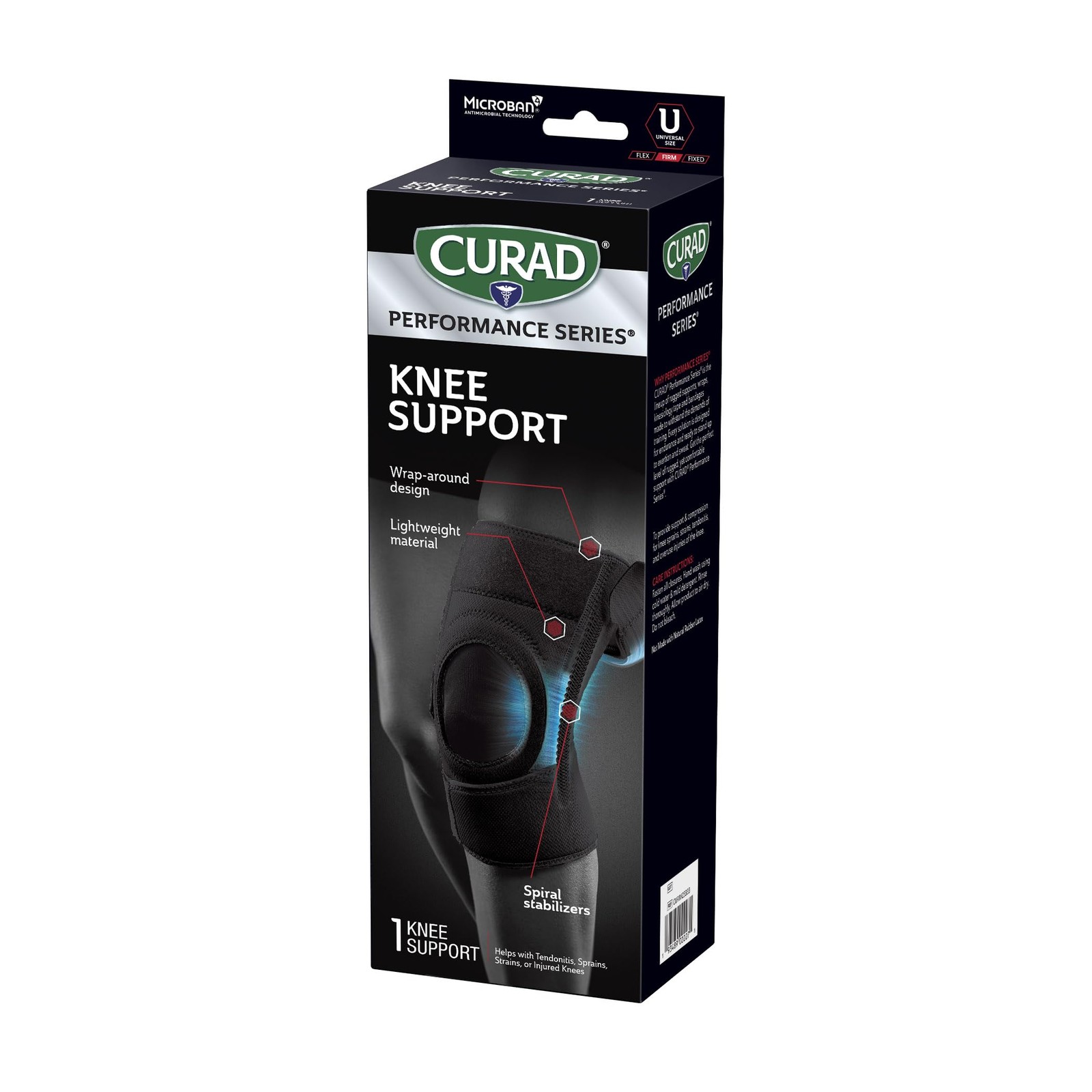 CURAD Performance Series Knee Support with Side Stabilizers Adjustable Universal