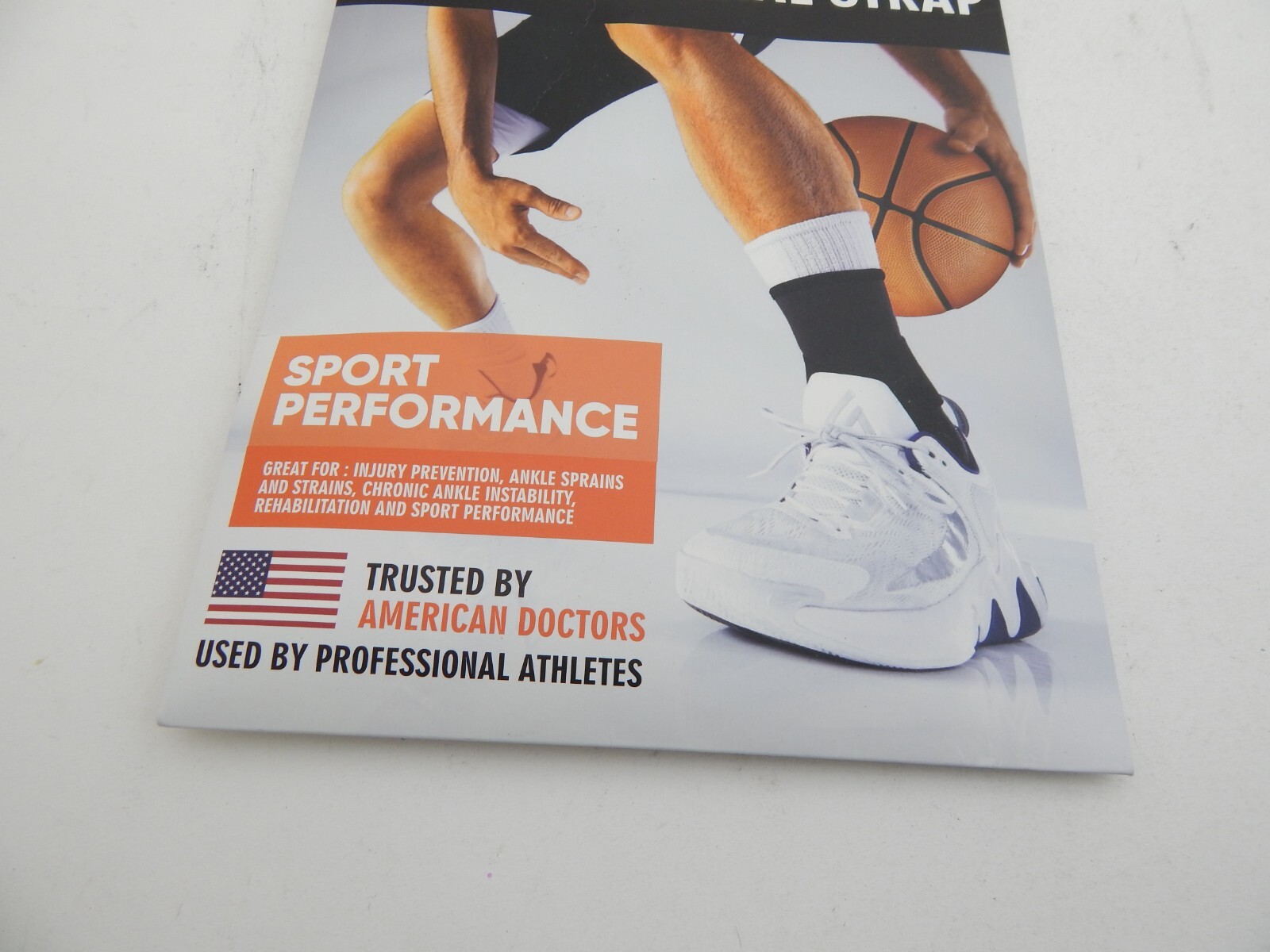 DR. BRACE Elite Ankle Brace Double Gel Pads Adjustable Support Strap M Sports