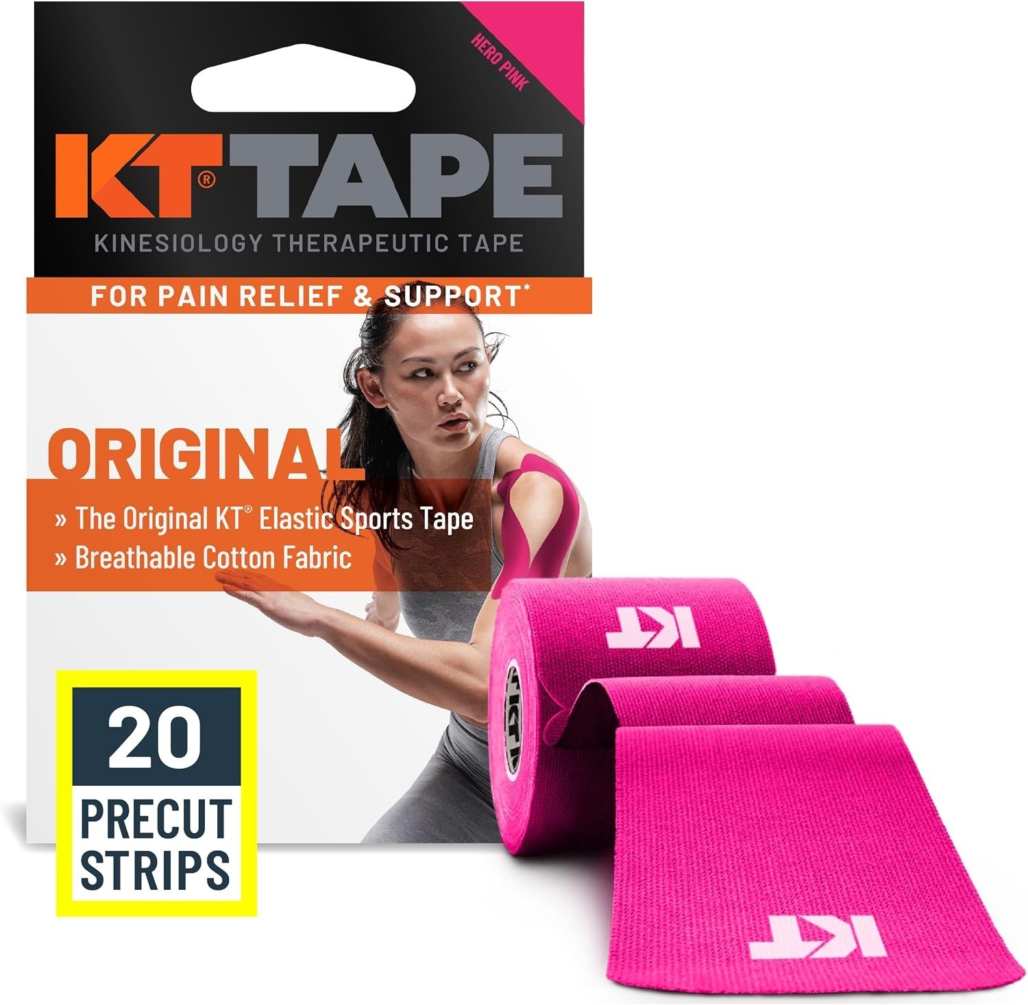 Professional-Grade Kinesiology Tape – 20 Pink Precut Strips for Muscle Support