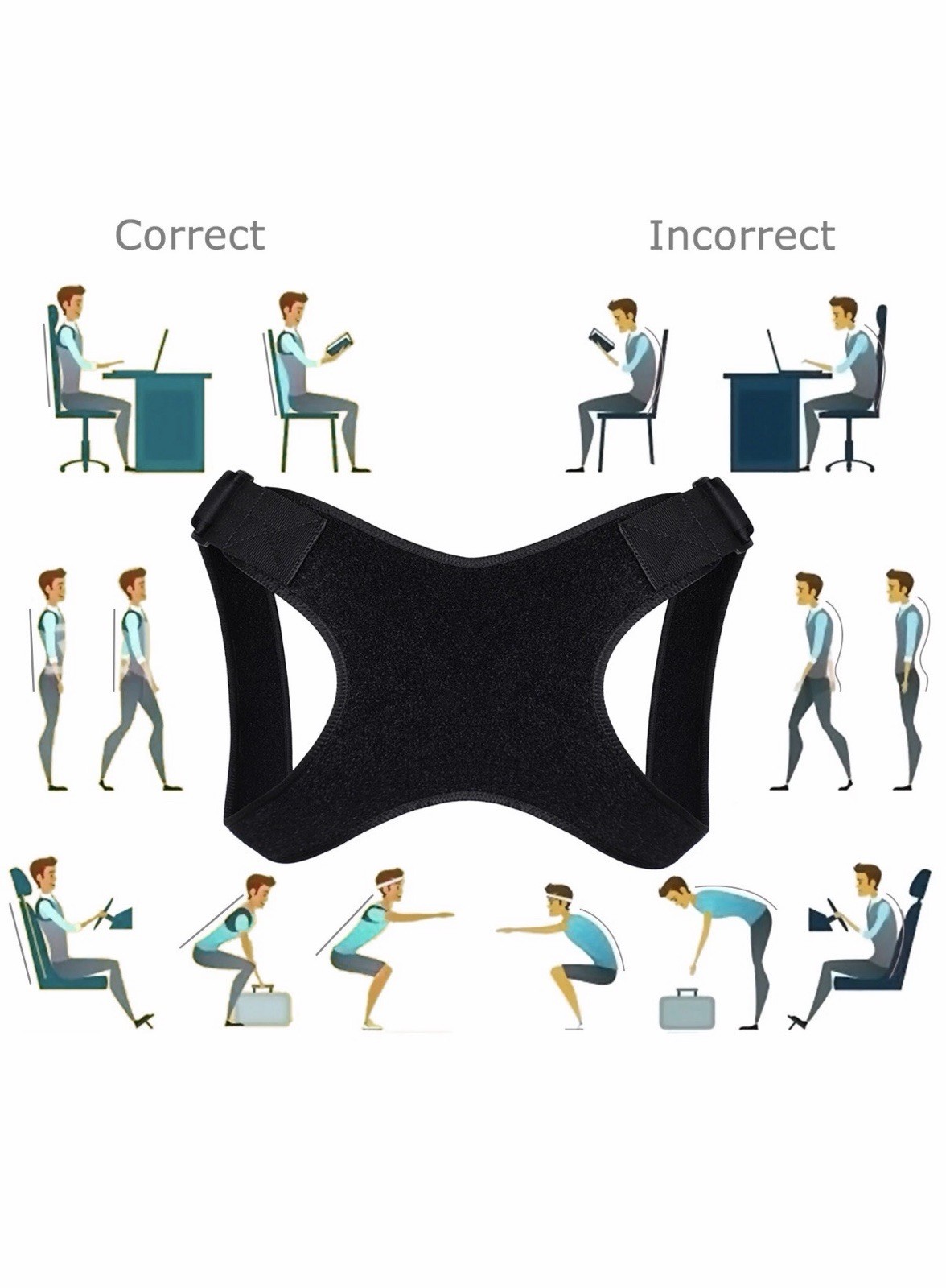 Posture Correcter Men Women Back Support Belt Fix Pain Relief Posture Corrector