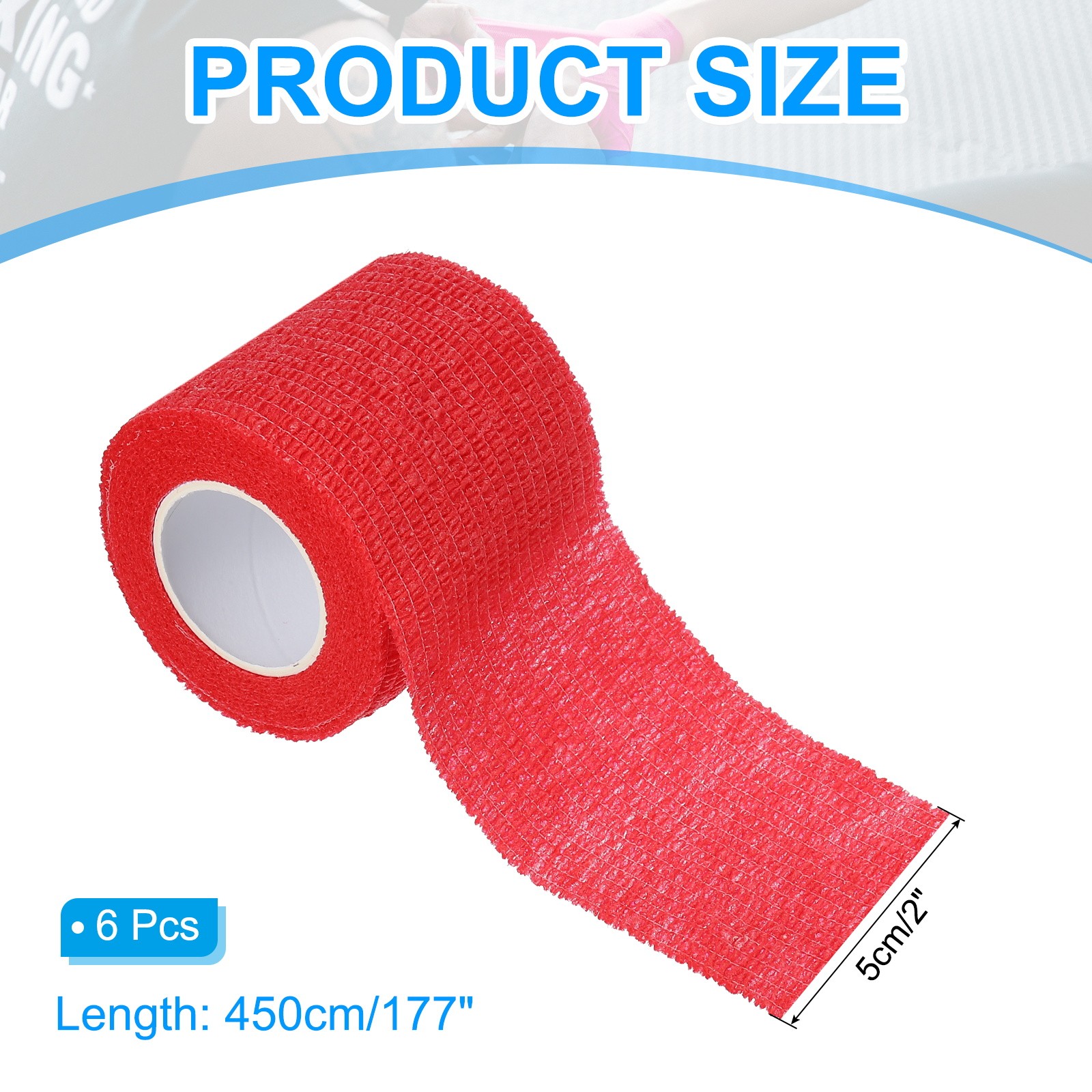2″ x 177″ 12 Pcs Self Adhesive Bandage Wrap Elastic Self Tape Red