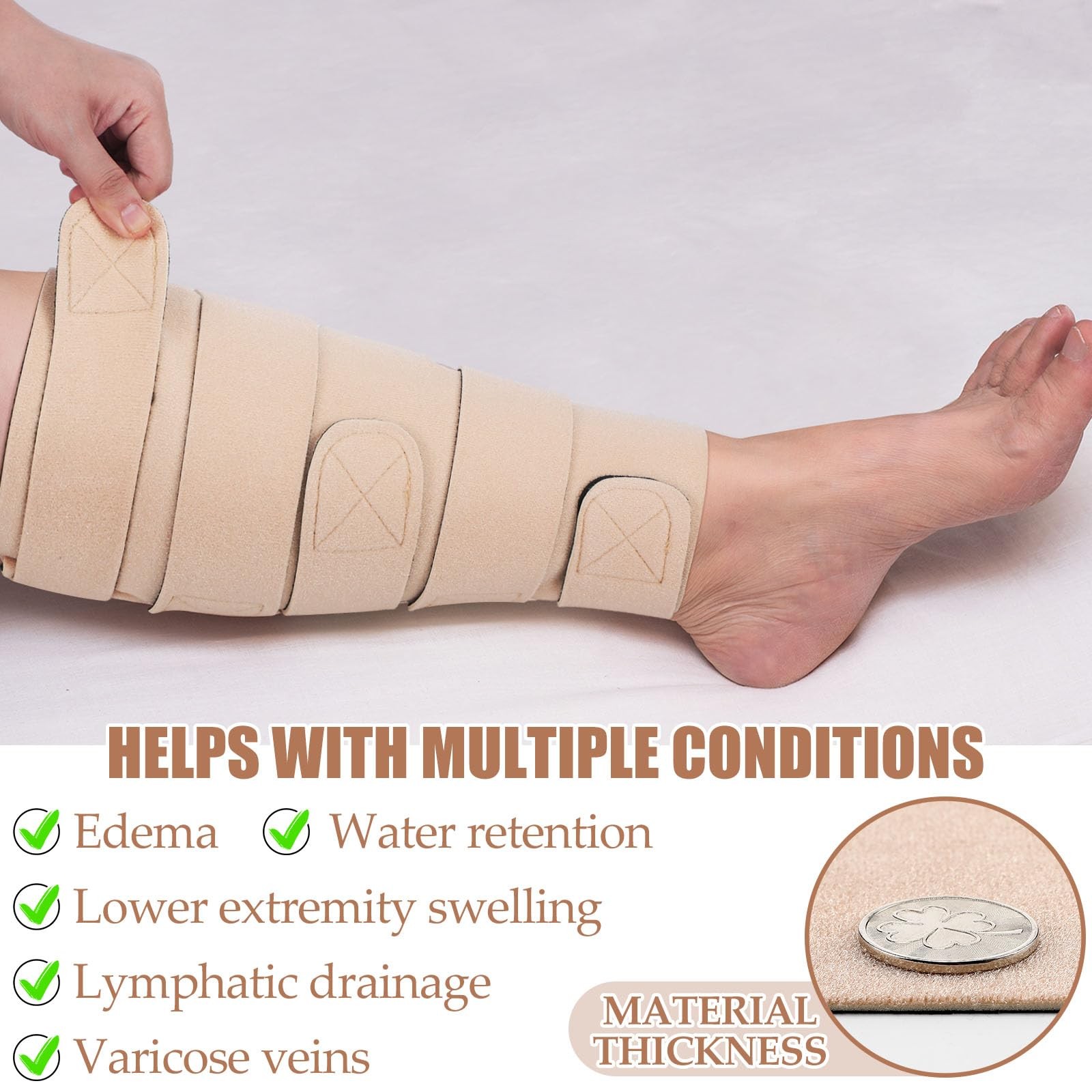 2 Pcs Lymphedema Compression Leg Wraps Adjustable Lower Leg Cover up Medical …