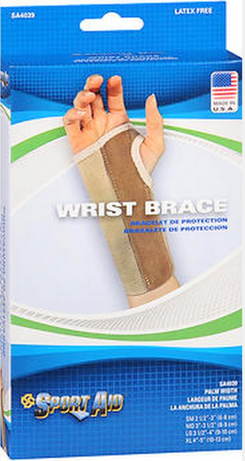 Sport Aid WRIST BRACE Latex Free – CHOOSE SIZE & HAND