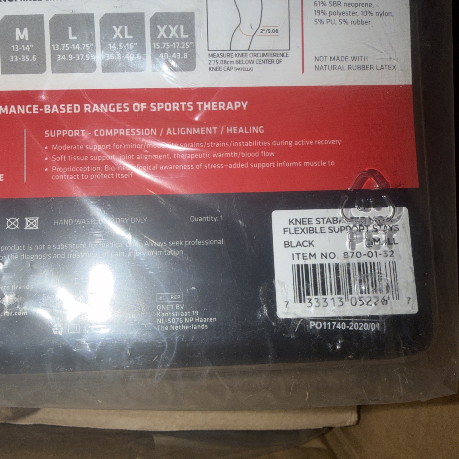 SHOCK DOCTOR KNEE STABILIZER/BRACE 870 SIZE SMALL 12.25”-13.25”