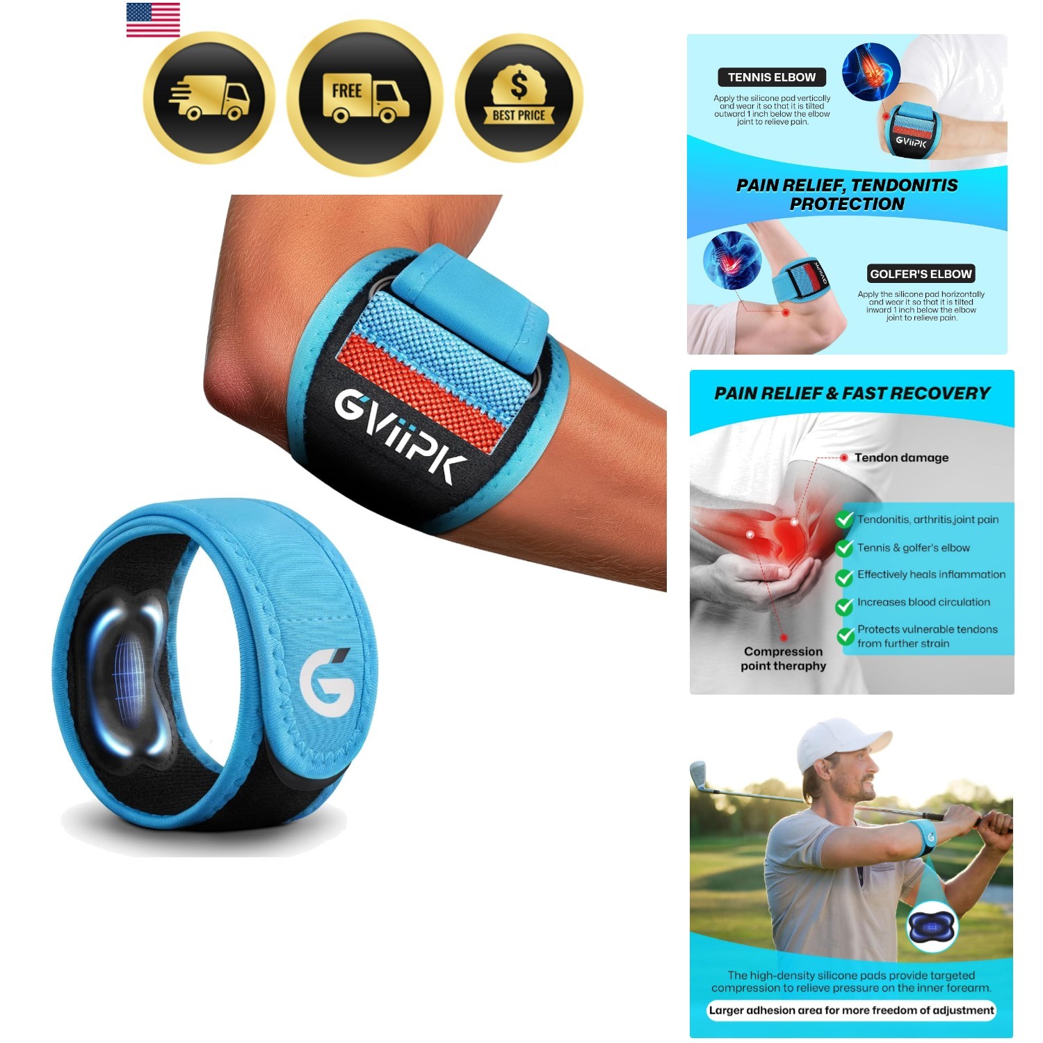 2026 Elbow Brace for Tendonitis and Tennis Elbow for Women Men, Breathable Te…
