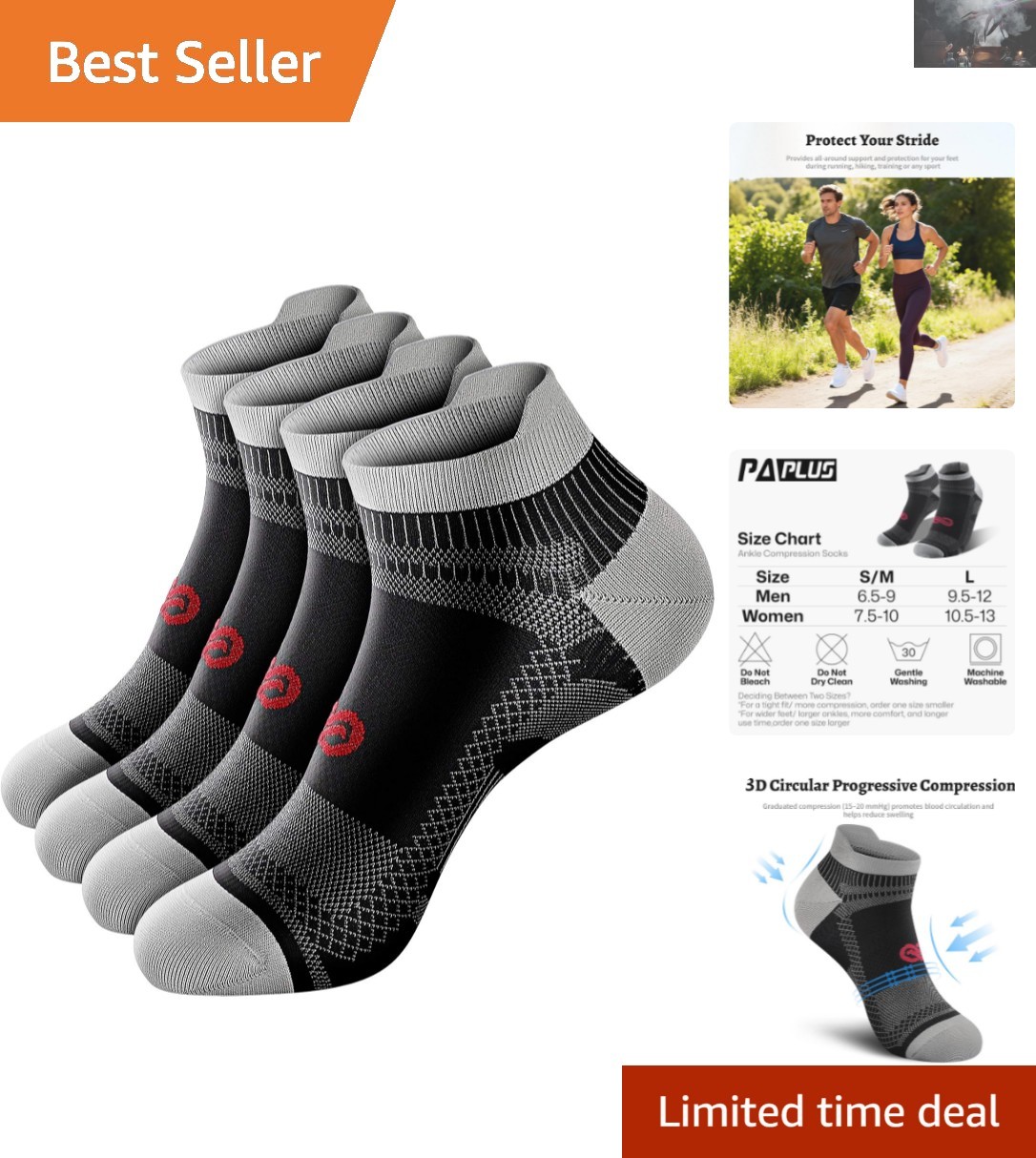 Low Cut Ankle Compression Socks for Enhanced Support – Available in 2/4/6 Pairs
