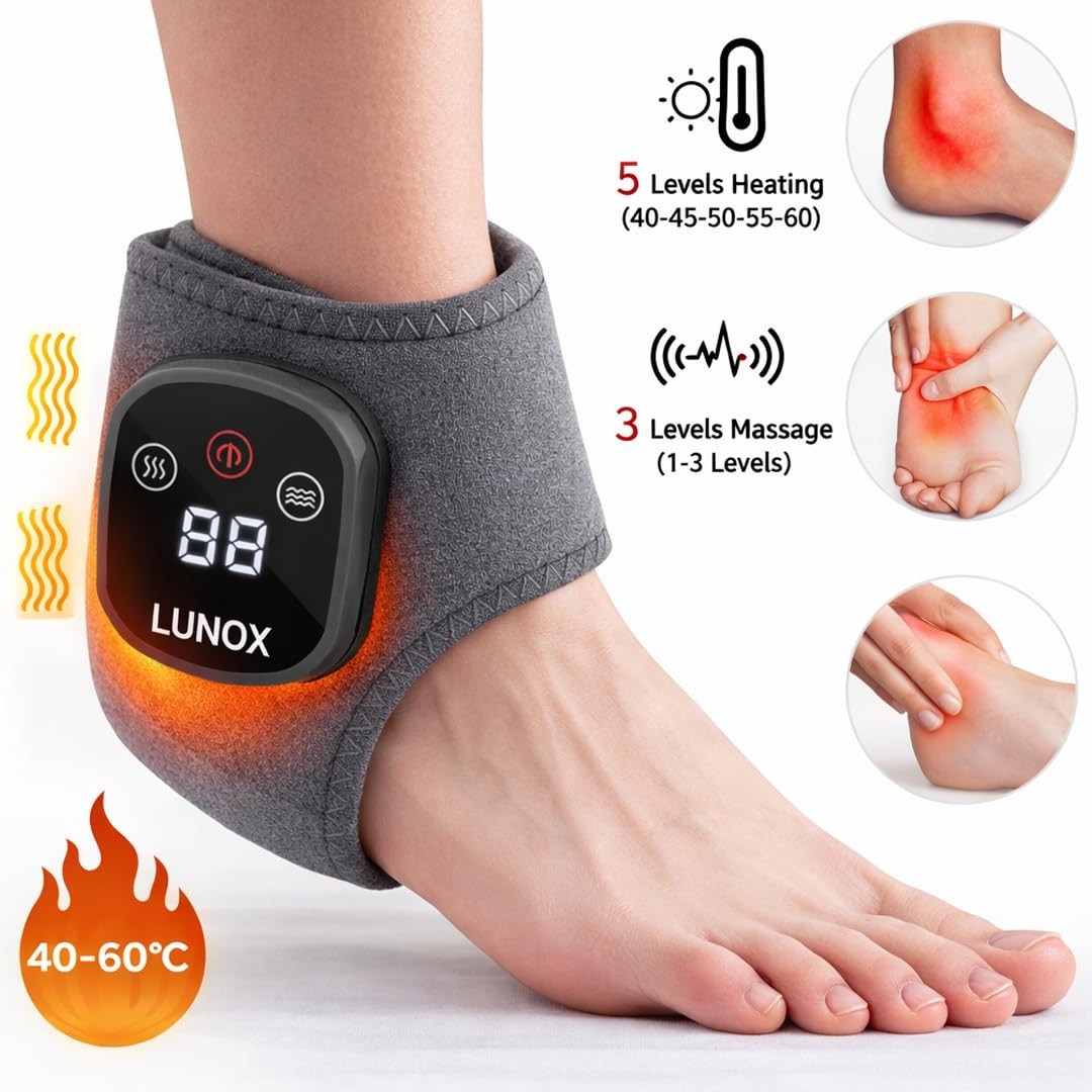 Ankle Brace with Heat and Vibration Circulation Improvement Pain Relief – Black