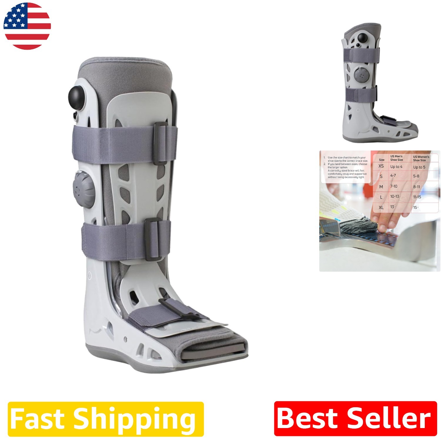 Elite AirSelect Walker Brace X-Large Universal Foot Support Lightweight