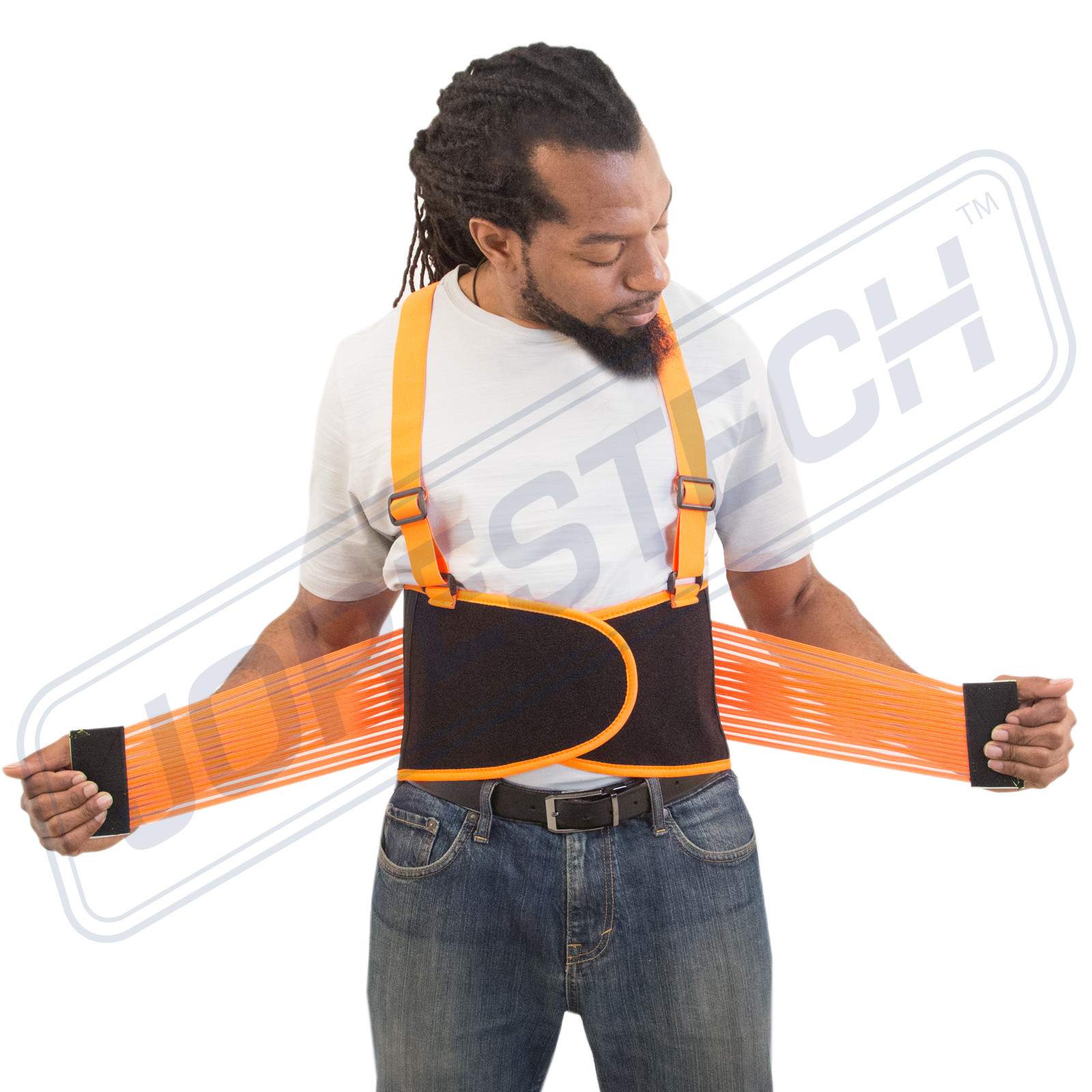 BACK BRACE LUMBAR SUPPORT HI VIS ORANGE INDUSTRIAL LIFT BELT WAREHOUSE