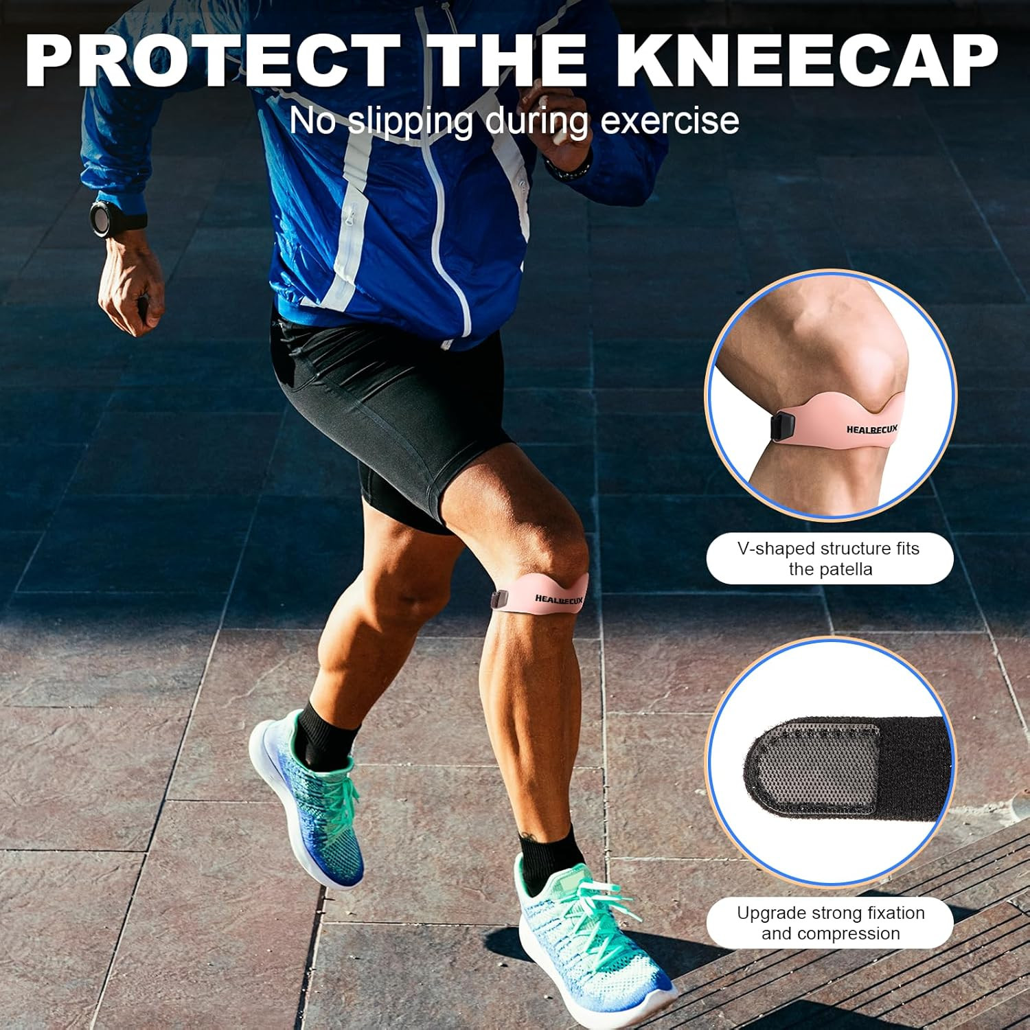 Silicone Patellar Tendon Support Strap, Adjustable Non-Slip Patella Band Stab…