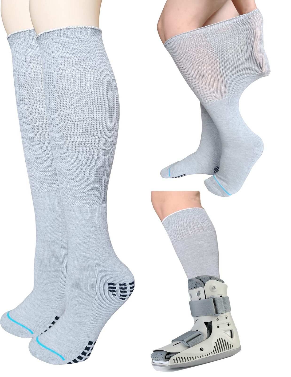 2 Pairs Walking Boot Socks for Orthopedic Walker Brace, Replacement Sock Line…