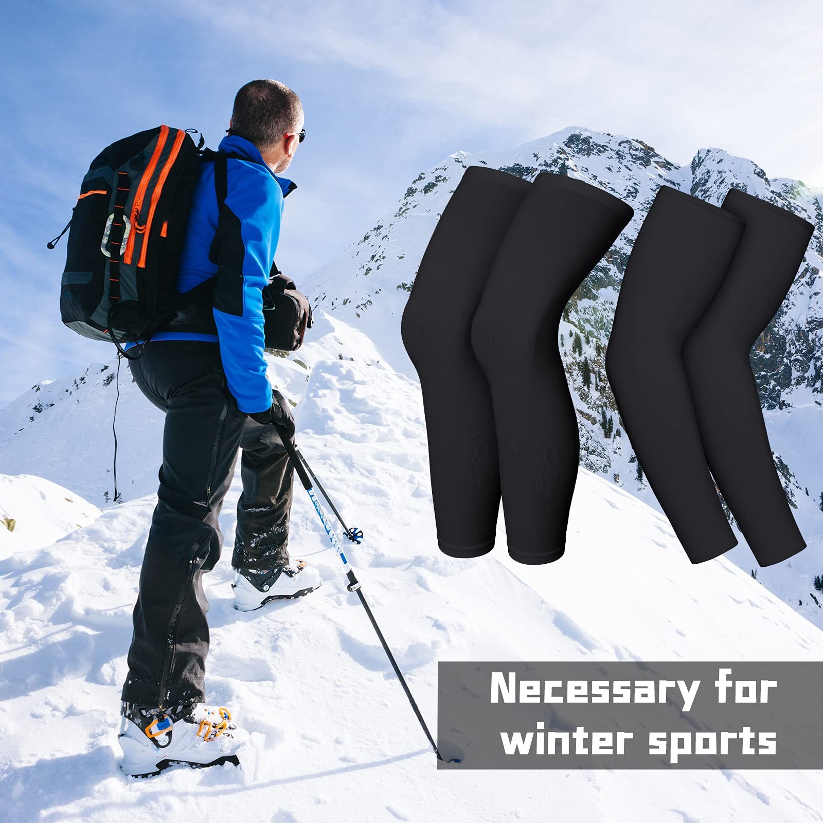 2 Pairs Full Length Compression Leg Sleeves for Men Women Sports Cycling Running