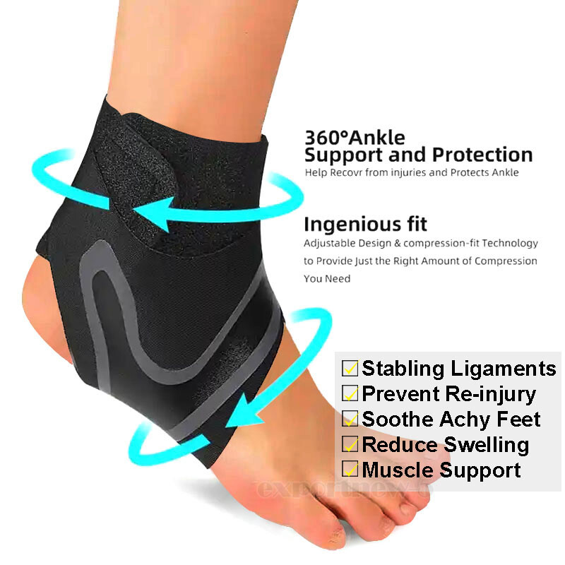 Ankle Brace Compression Support Sleeve Swelling Achilles Tendon Joint Pain Wrap@