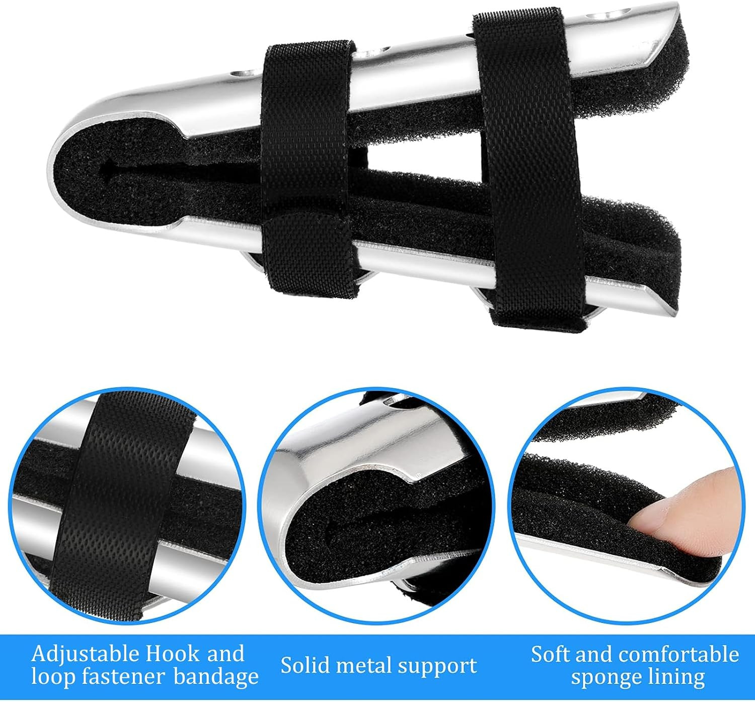 10 Pieces Finger Splint Metal Finger Support Knuckle Stabilizer with Soft Foam I