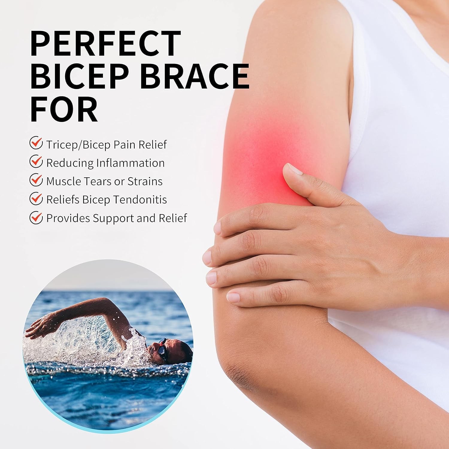 Bicep Tendonitis Brace Compression Sleeve Upper Arm Support Tricep Brace