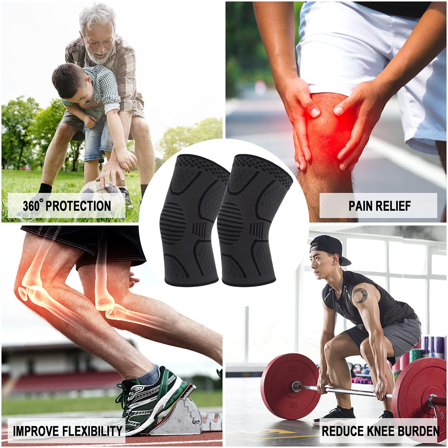 Double Couple 2 Pack Copper Knee Brace Small, Black&Dark Grey